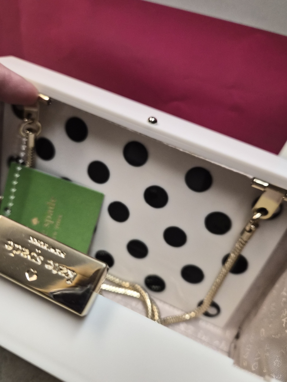 kate spade Palm Tree "I Need A Vacation" Acrylic Clutch - Green & Gold - Picture 11 of 12